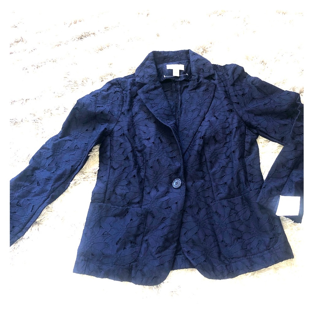 Lace navy blue blazer sz 4P NEW by Appleseeds